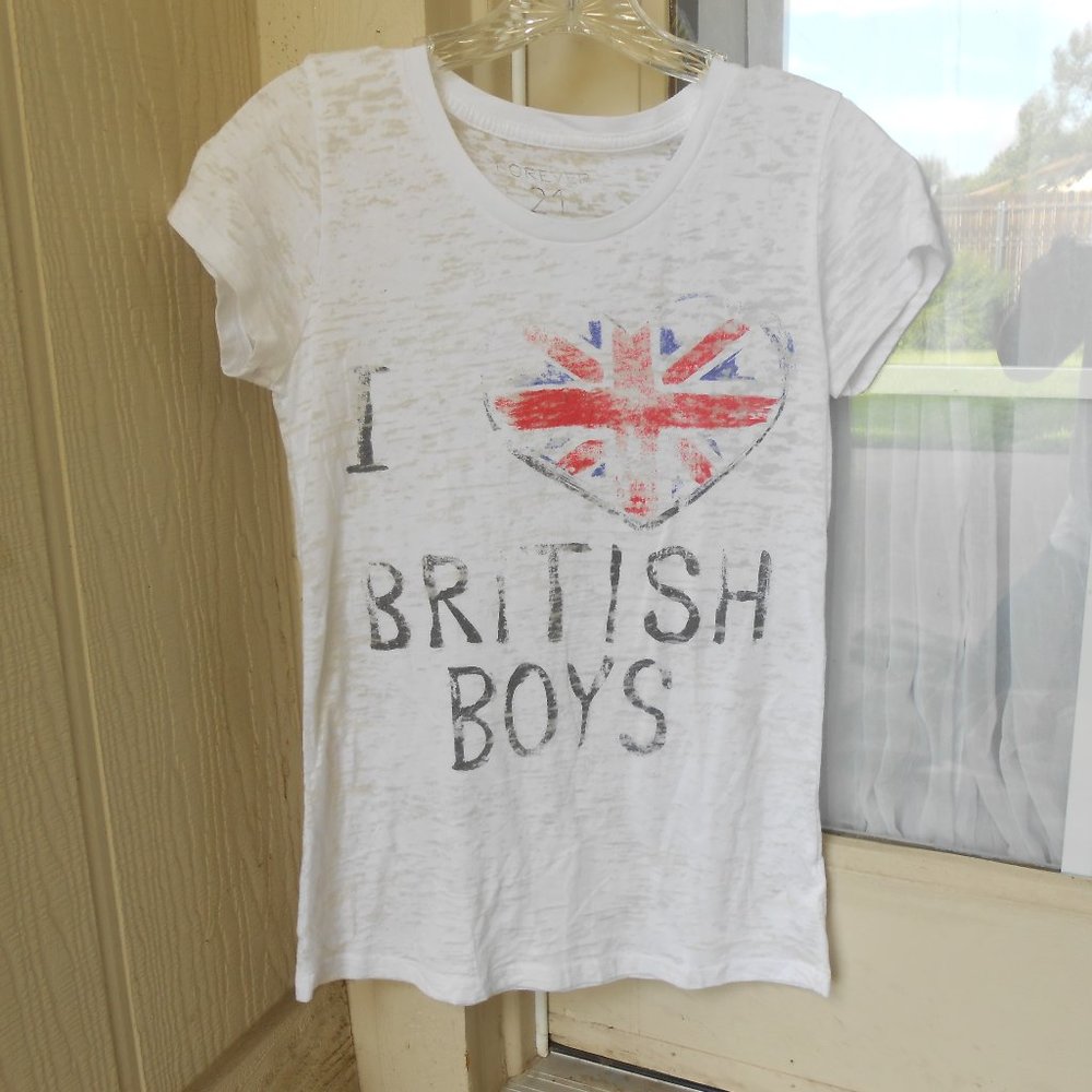 **CLEARANCE** Forever 21 "I Love British Boys" Burnout Tee